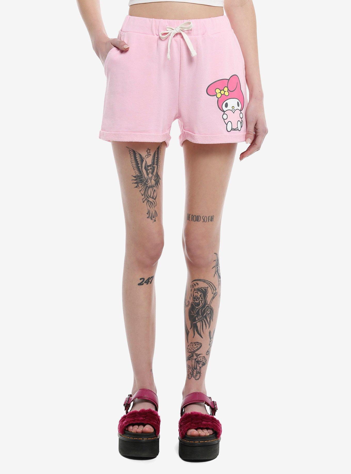 My Melody Rhinestone Girls Lounge Shorts, PINK, hi-res