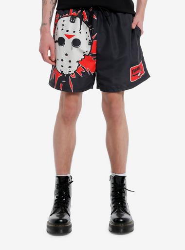 Friday The 13th Jason Mask Nylon Shorts Hot Topic