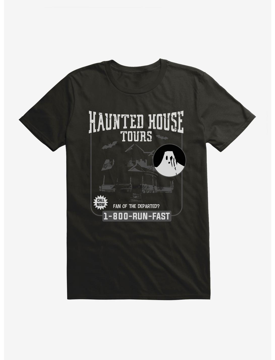 Halloween Haunted House Tours Flyer T-Shirt, BLACK, hi-res