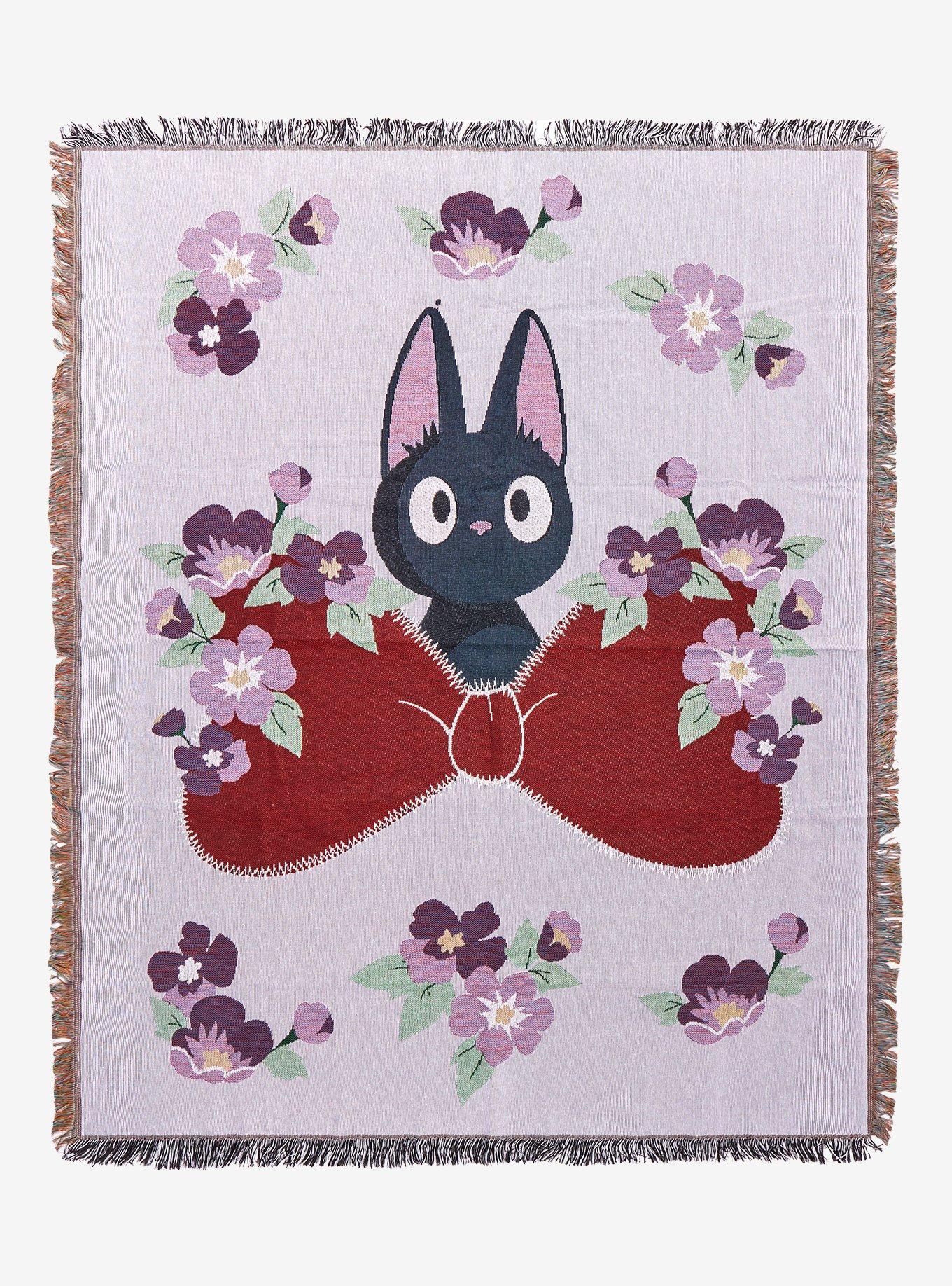 Our Universe Studio Ghibli Kiki's Delivery Service Jiji Bow Floral Tapestry  Throw