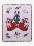 Our Universe Studio Ghibli Kiki's Delivery Service Jiji Bow Floral Tapestry Throw, , hi-res