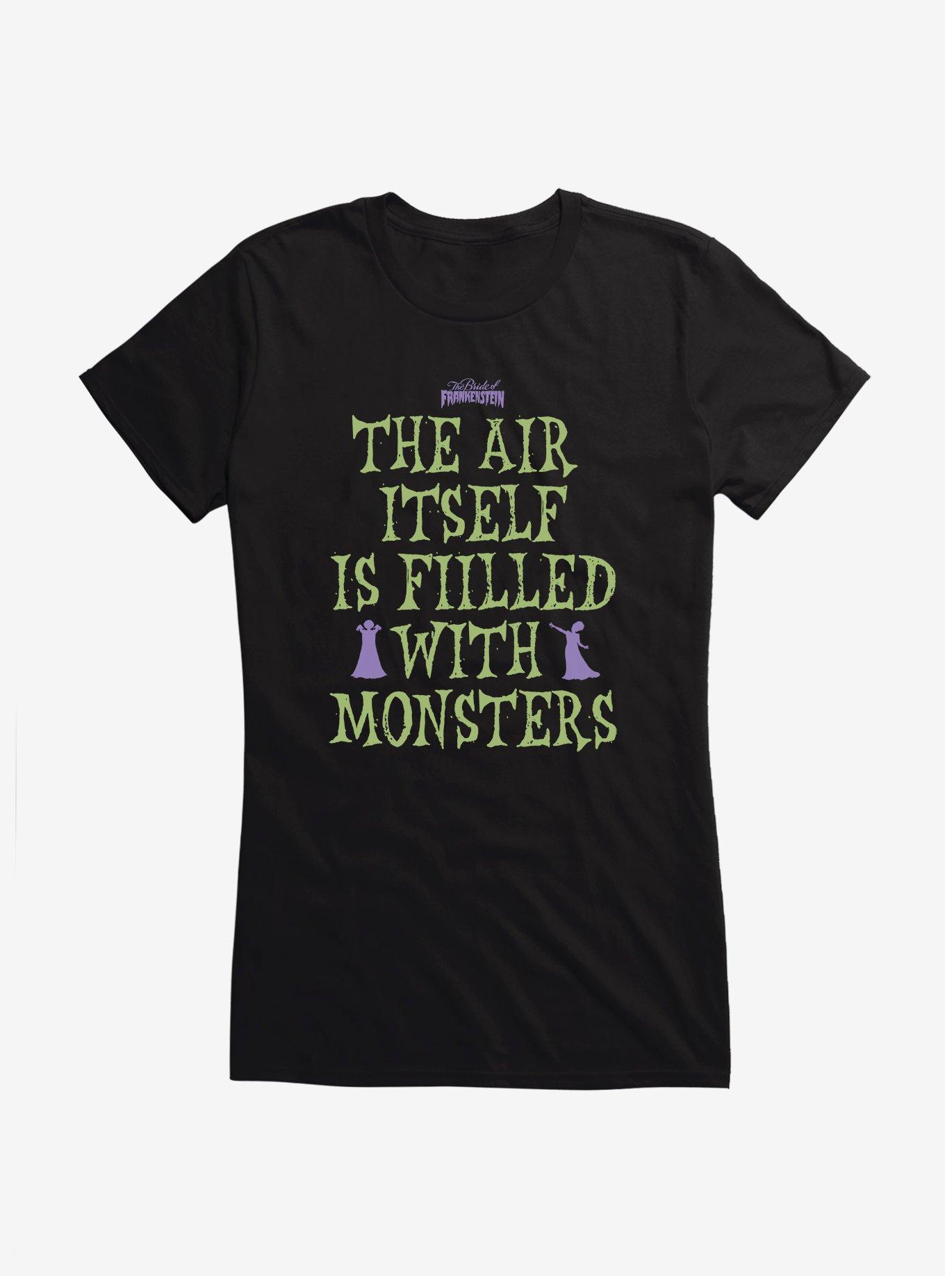 Bride Of Frankenstein Air Filled With Monsters Girls T-Shirt, BLACK, hi-res