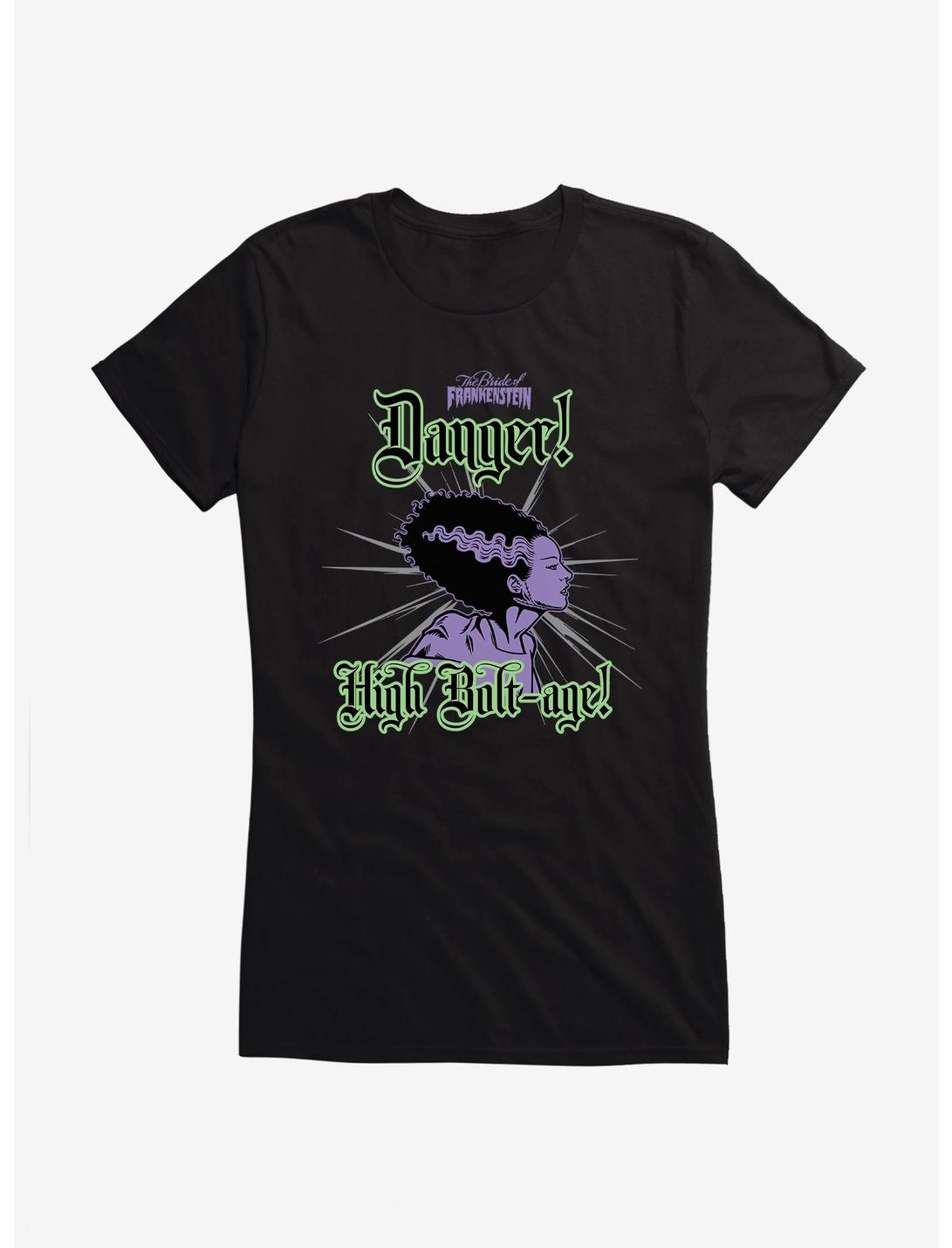 Bride Of Frankenstein Danger High Bolt-age Girls T-Shirt, BLACK, hi-res