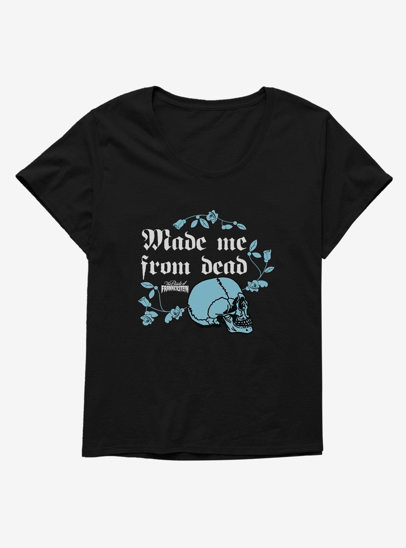 Bride Of Frankenstein Made Me From Dead Skull Girls T-Shirt Plus Size, BLACK, hi-res
