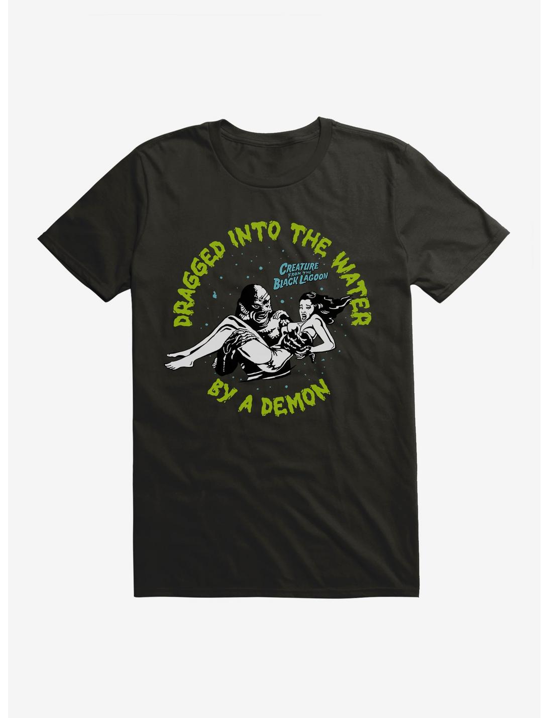 Creature From The Black Lagoon Dragged Into The Water T-Shirt, BLACK, hi-res