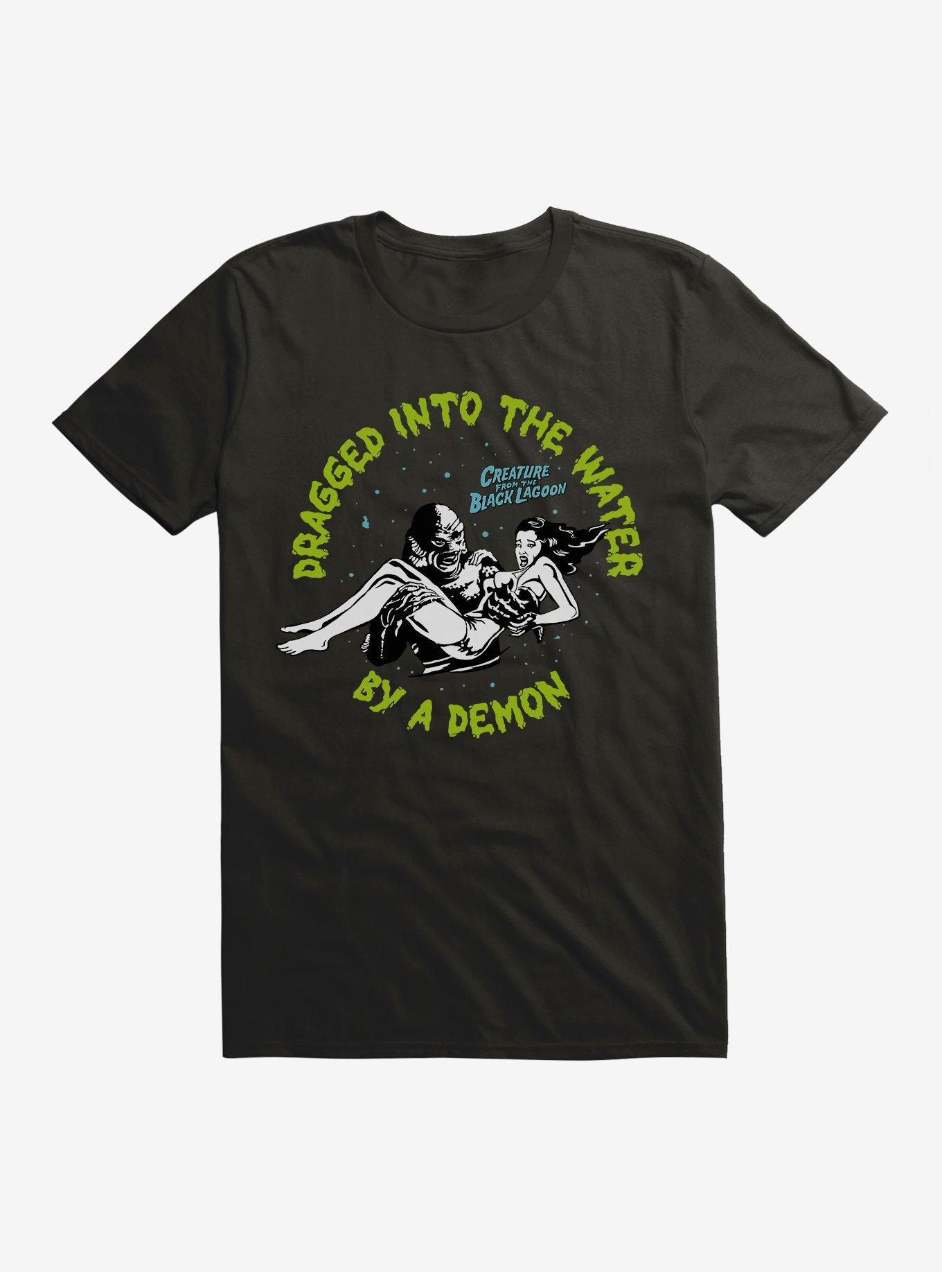 Creature From The Black Lagoon Dragged Into The Water T-Shirt, BLACK, hi-res