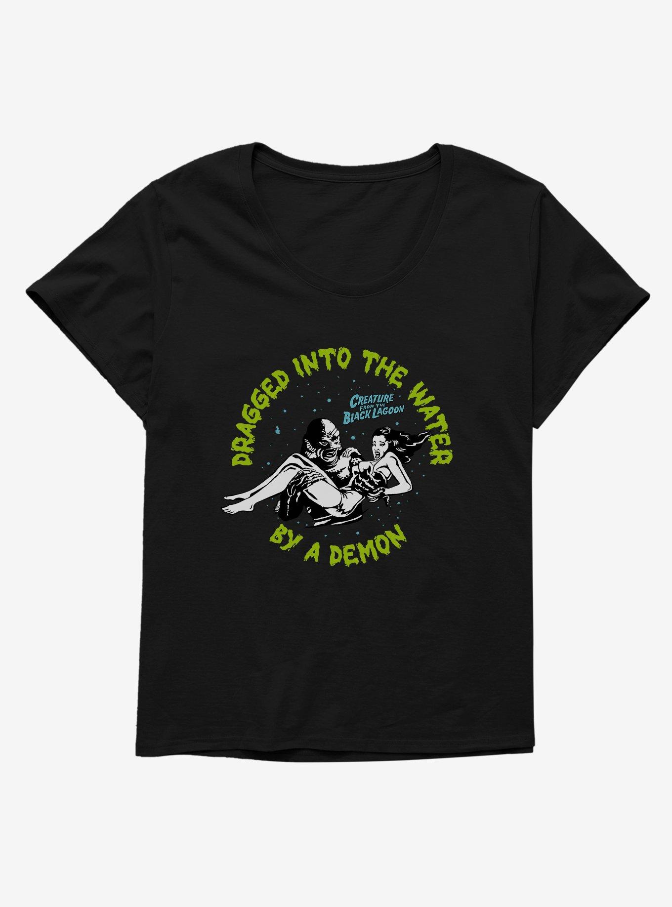 Creature From The Black Lagoon Dragged Into The Water Girls T-Shirt Plus Size, BLACK, hi-res