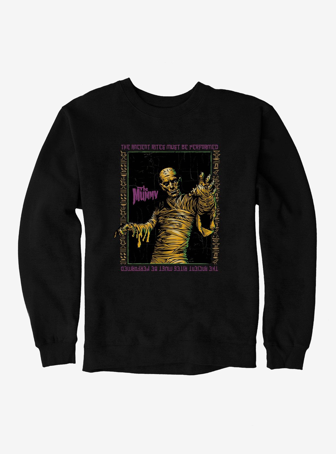 Universal Monsters The Mummy Anncient Rites Must Be Performed Sweatshirt, BLACK, hi-res