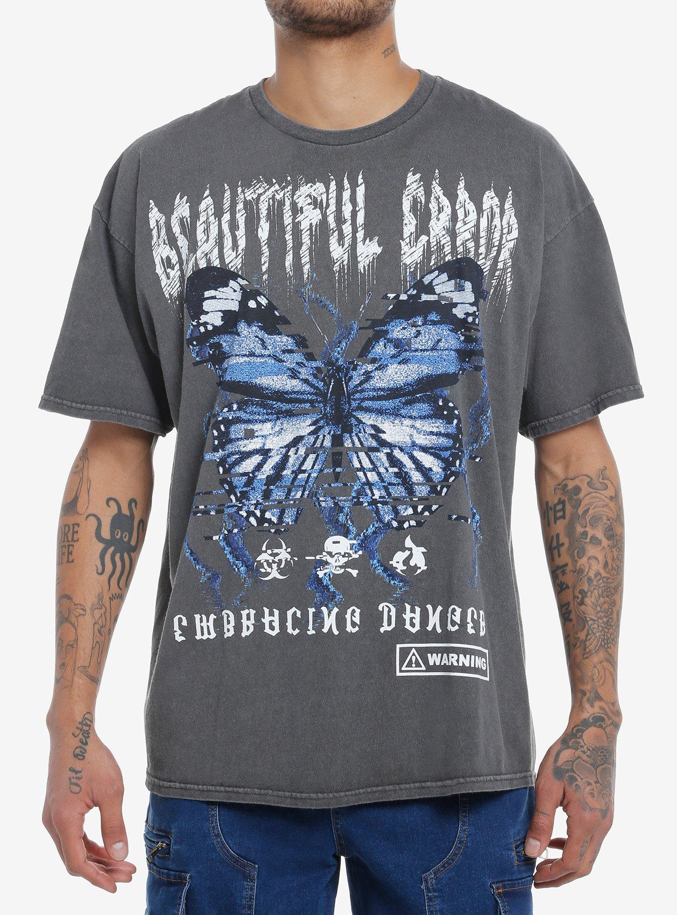 Social Collision® Beautiful Error Butterfly Oversized T-Shirt, BLUE, hi-res