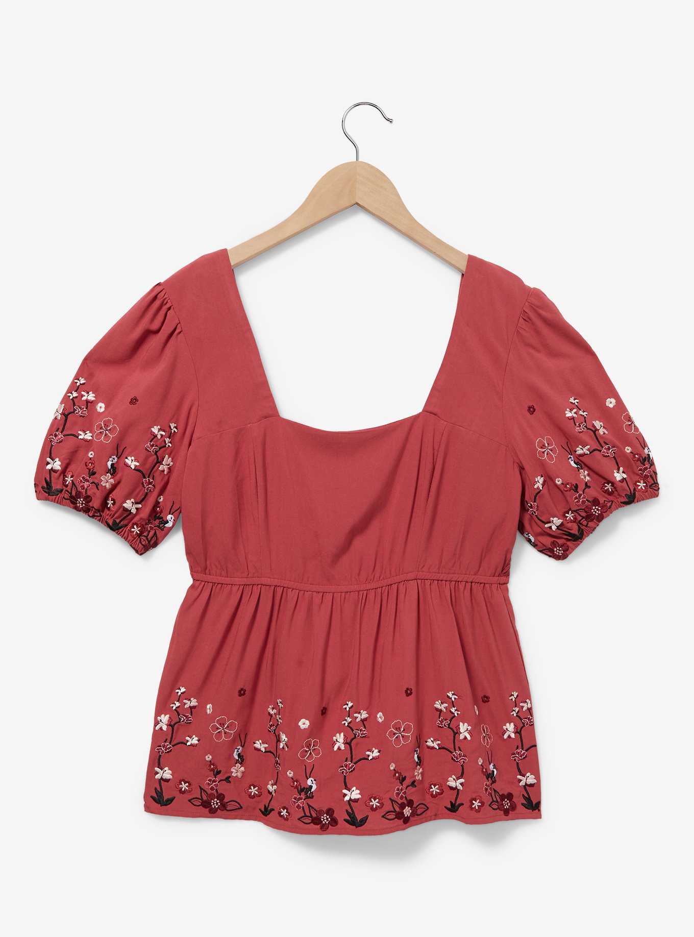 Disney Mulan Cherry Blossom Women's Plus Size Smock Top — BoxLunch Exclusive, , hi-res