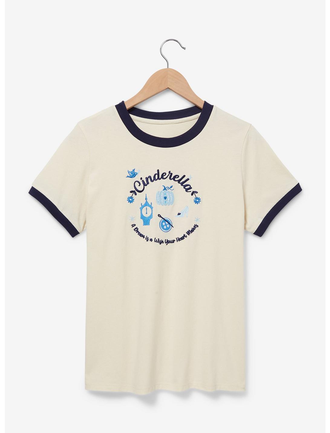 Her Universe Disney Cinderella Icons Ringer Women's T-Shirt - BoxLunch Exclusive, OFF WHITE, hi-res