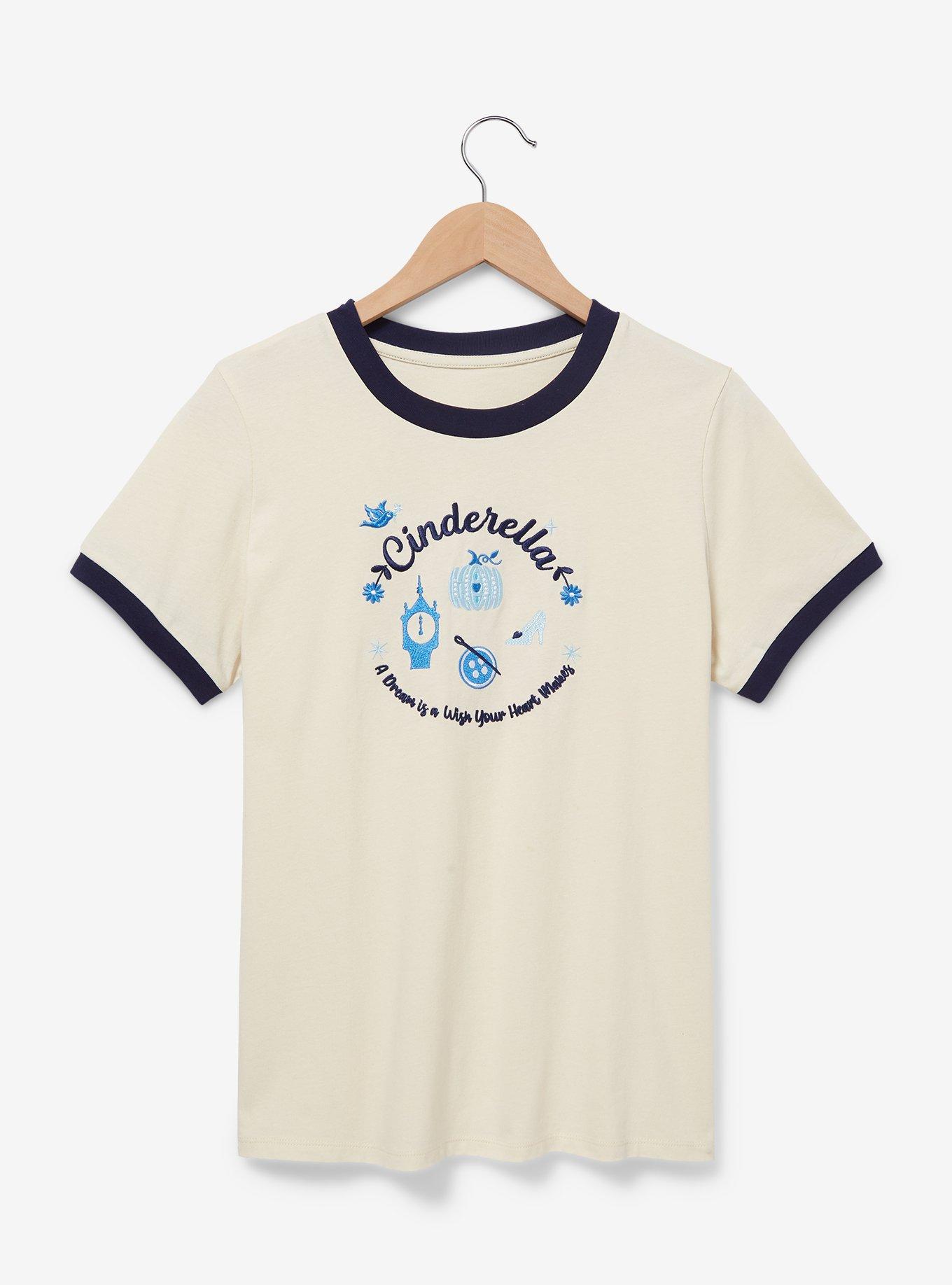Her Universe Disney Cinderella Icons Ringer Women's T-Shirt - BoxLunch Exclusive, OFF WHITE, hi-res