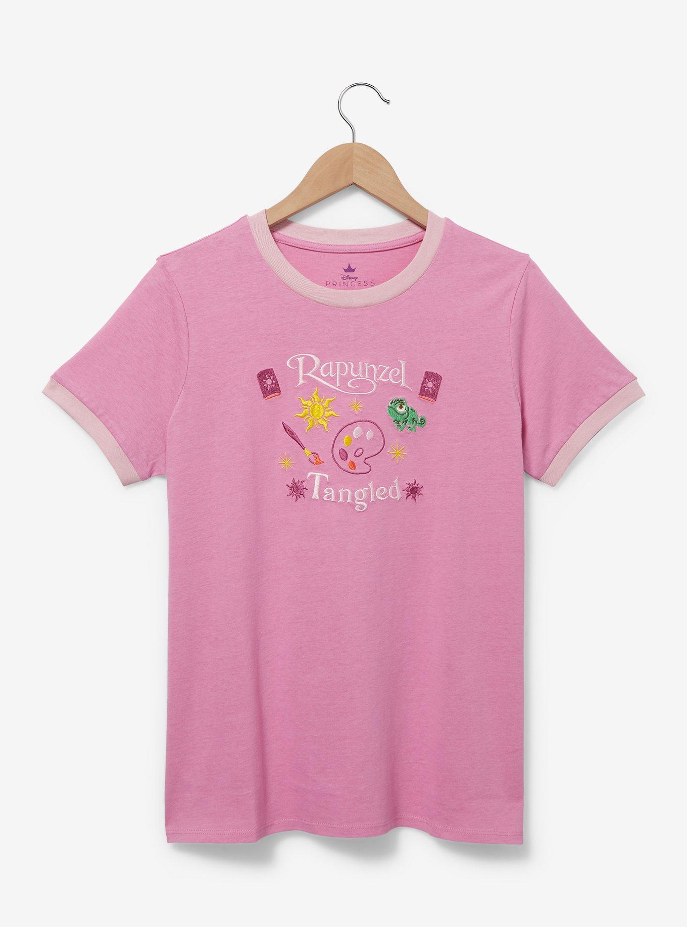 Disney Tangled Rapunzel Embroidered Women's Ringer T-Shirt — BoxLunch Exclusive, LIGHT PURPLE, hi-res