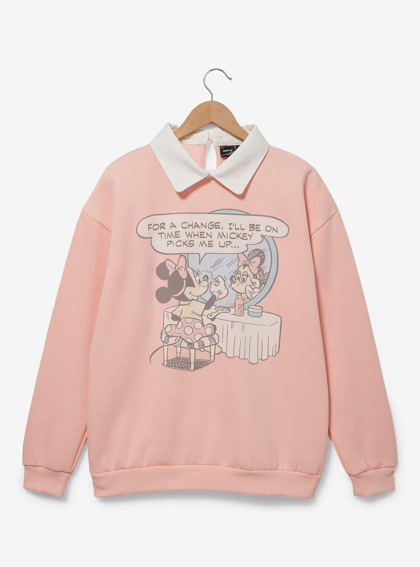 Disney Minnie Mouse Vanity Portrait Collared Crewneck, LIGHT PINK, hi-res