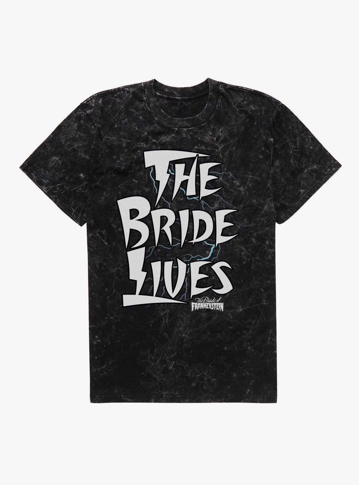 Bride Of Frankenstein The Bride Lives Mineral Wash T-Shirt, BLACK MINERAL WASH, hi-res