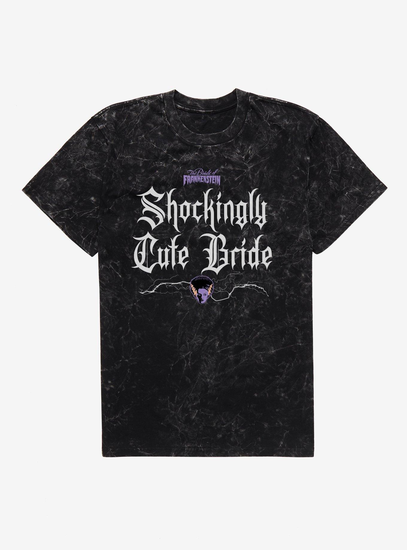 Bride Of Frankenstein Shockingly Cute Bride Mineral Wash T-Shirt, BLACK MINERAL WASH, hi-res