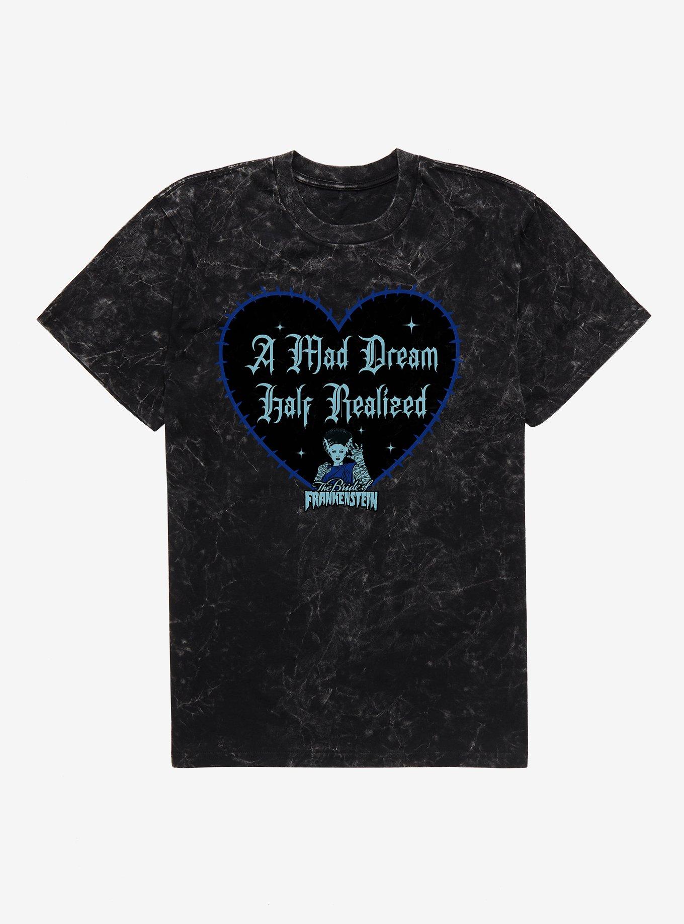 Bride Of Frankenstein Mad Dream Half Realized Mineral Wash T-Shirt, BLACK MINERAL WASH, hi-res