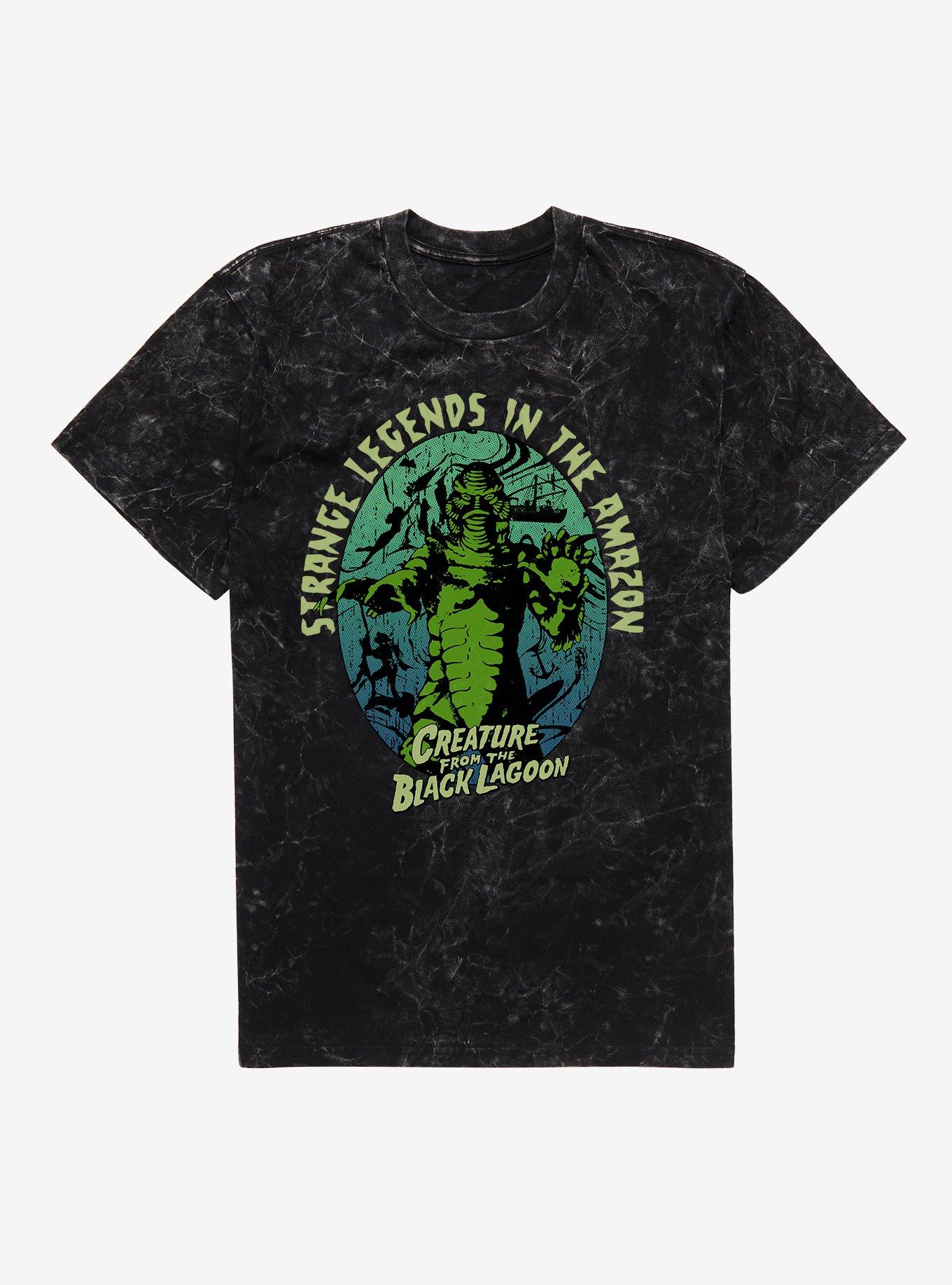 Creature From The Black Lagoon Strange Legends Mineral Wash T-Shirt, BLACK MINERAL WASH, hi-res