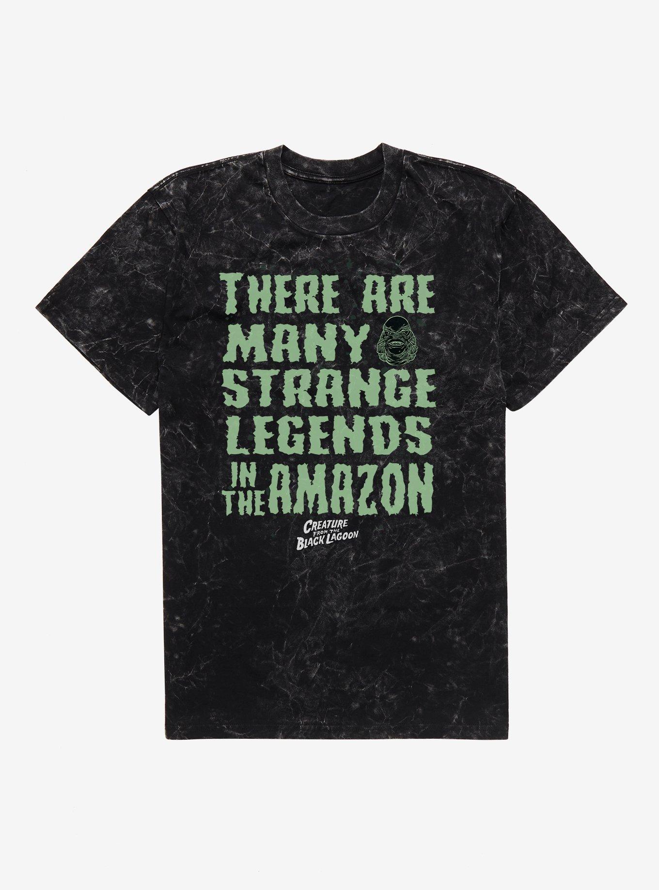 Creature From The Black Lagoon Many Strange Legends Mineral Wash T-Shirt, BLACK MINERAL WASH, hi-res