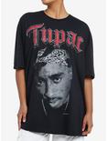 Tupac Portrait Girls Oversized T-Shirt, BLACK, hi-res