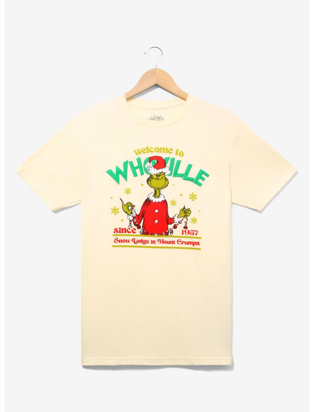 Dr. Seuss How The Grinch Stole Christmas Welcome to Whoville T-Shirt - BoxLunch Exclusive, OFF WHITE, hi-res