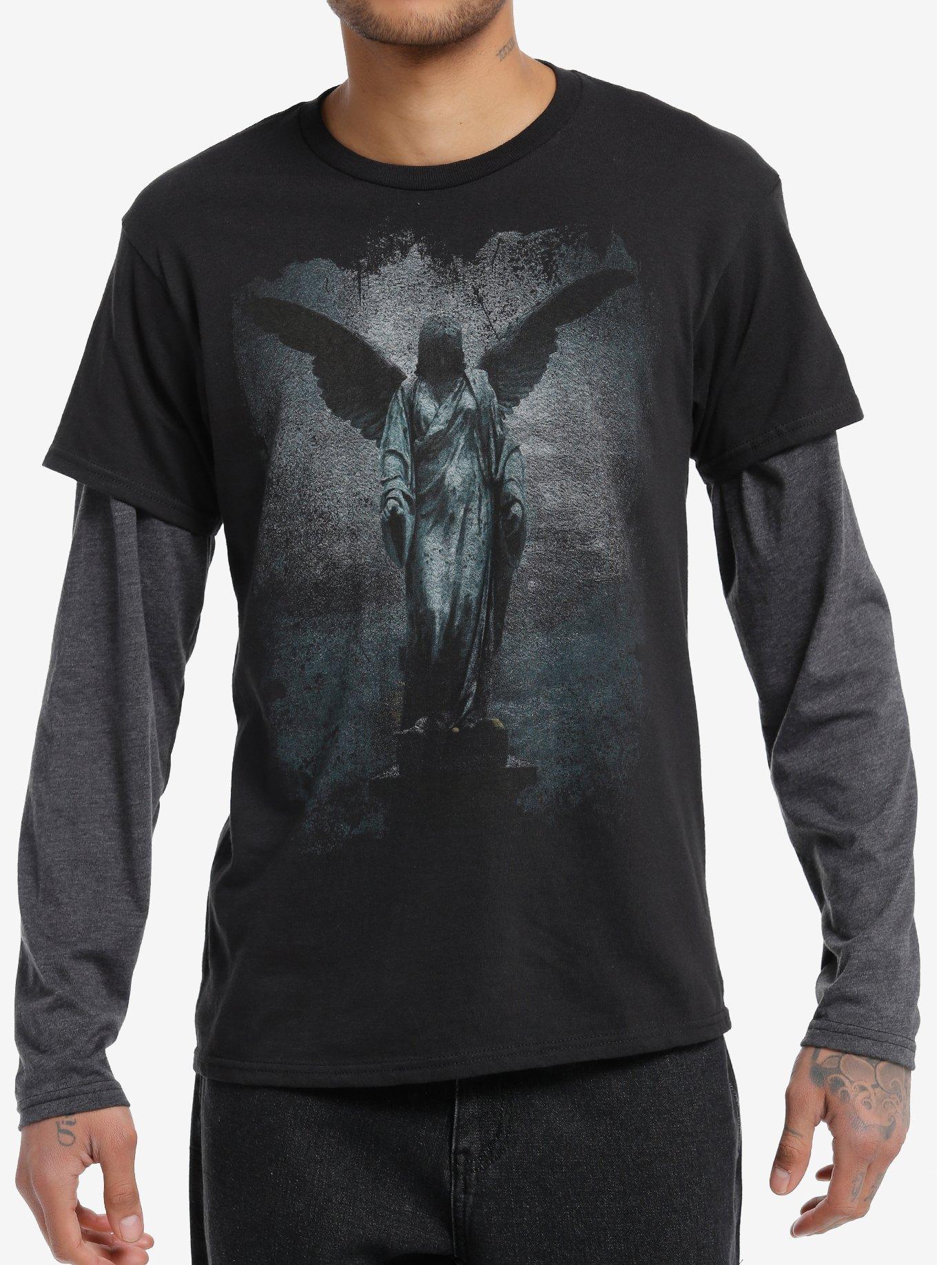 Cosmic Aura Angel Statue Oversized Long-Sleeve Twofer, , hi-res