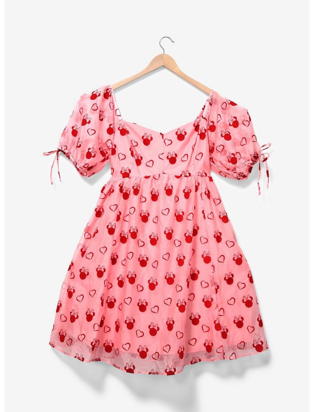 Disney Minnie Mouse Sweetheart Pink Puff-Sleeved Plus Size Dress — BoxLunch Exclusive, LIGHT PINK, hi-res