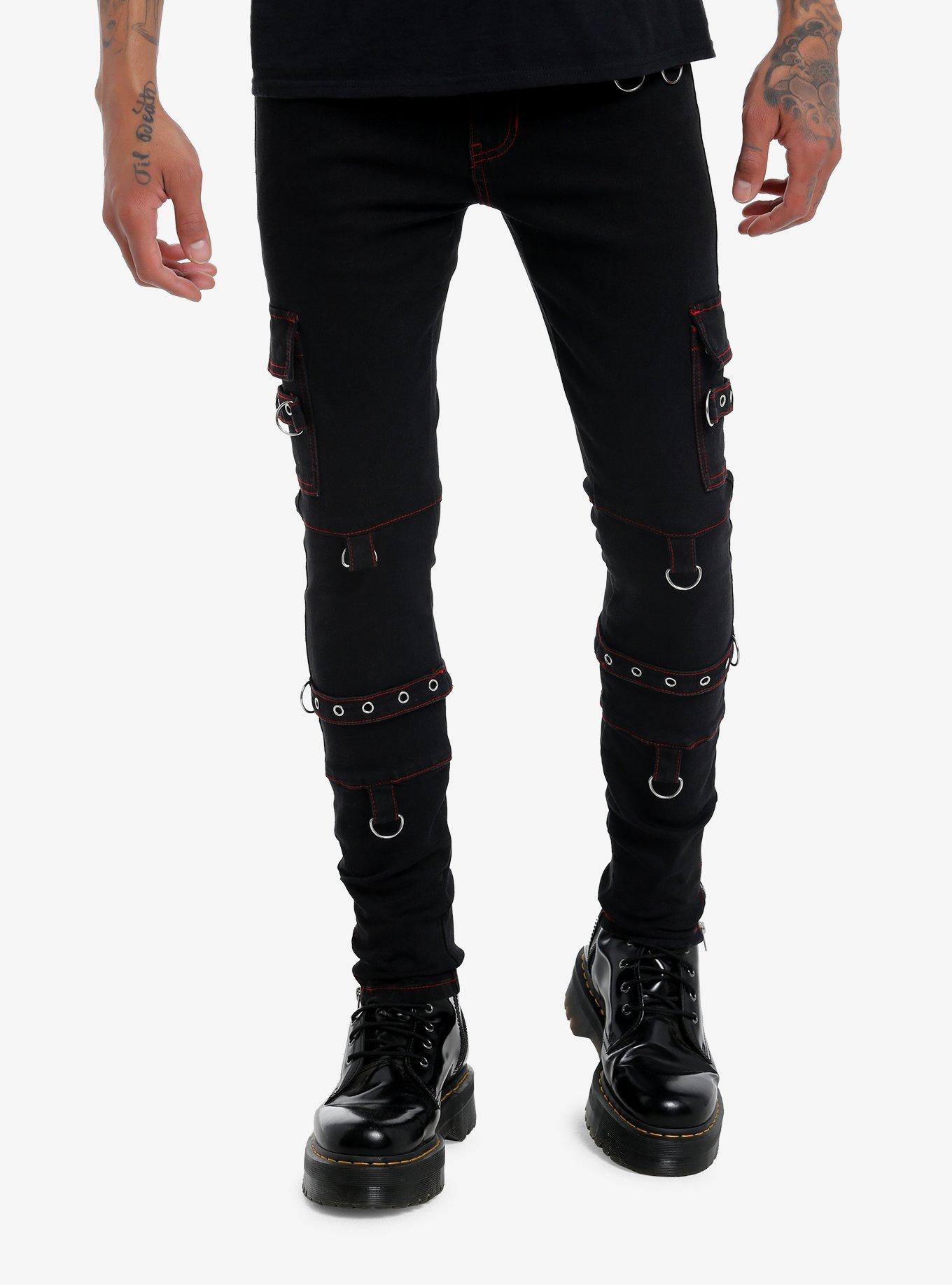 HT Denim Red Stitch & Grommet Black Stinger Jeans | Hot Topic