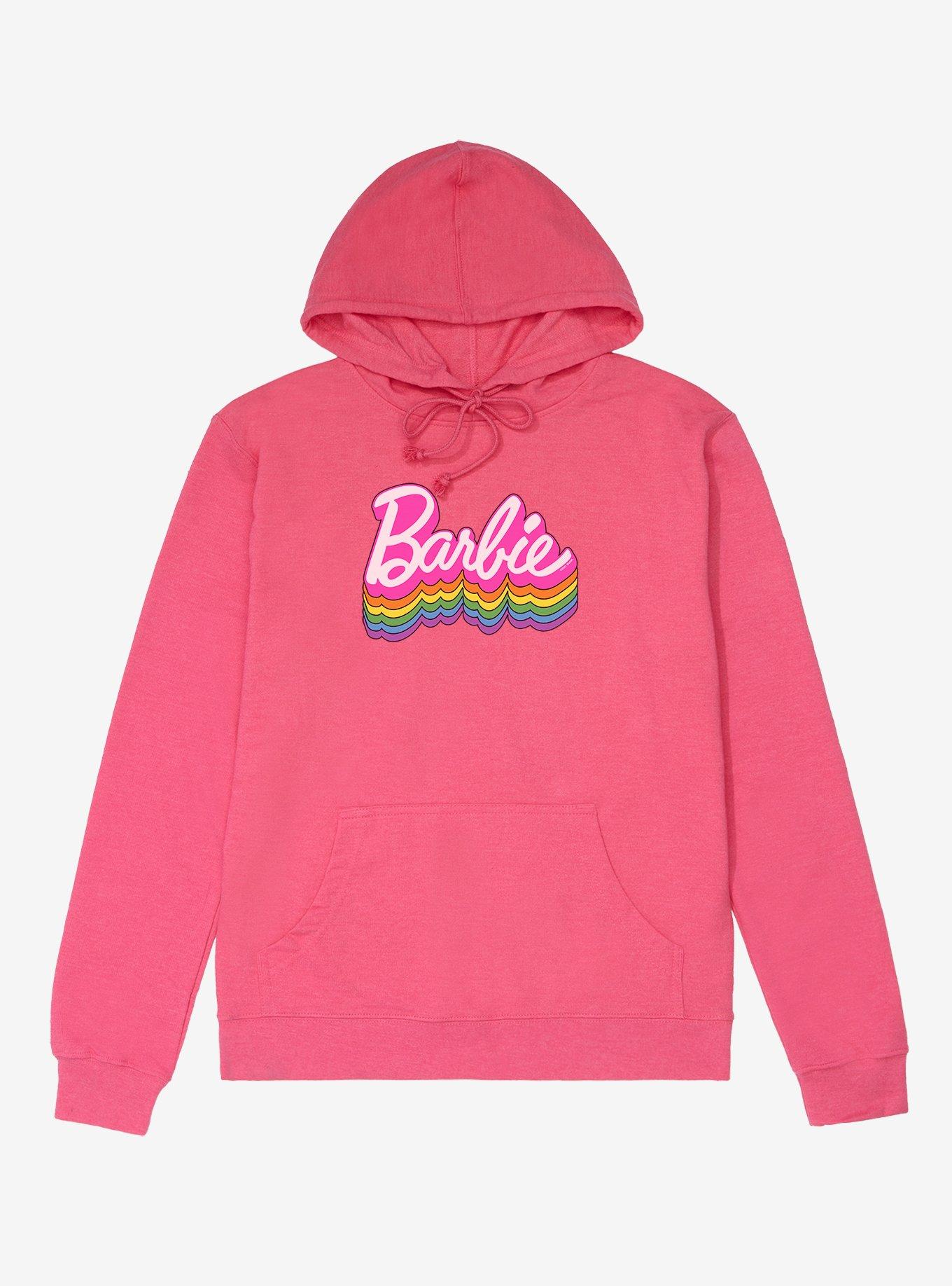 Barbie Ranbow Logo Stack Lightweight Hoodie, HELICONIA, hi-res