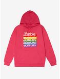 Barbie Text Rainbow Stack French Terry Hoodie, HELICONIA HEATHER, hi-res