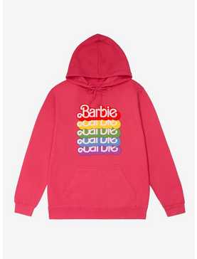 Barbie Text Rainbow Stack French Terry Hoodie, , hi-res