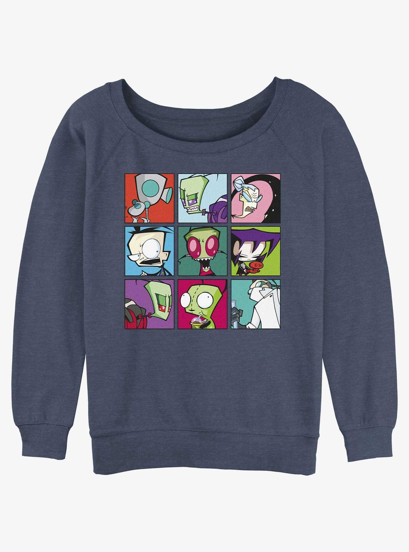 Invader ZIM Character Boxes Girls Slouchy Sweatshirt, BLUEHTR, hi-res