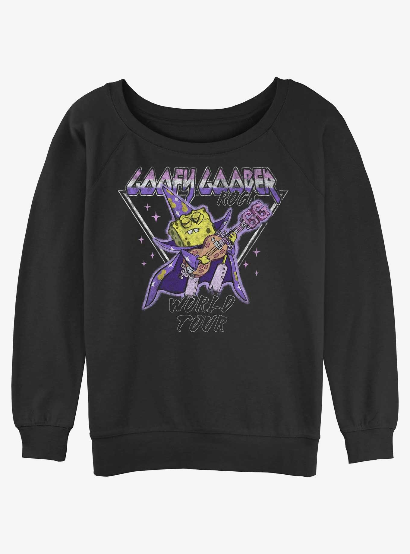 Spongebob Squarepants Goofy Goober Rock World Tour Girls Slouchy Sweatshirt, BLACK, hi-res