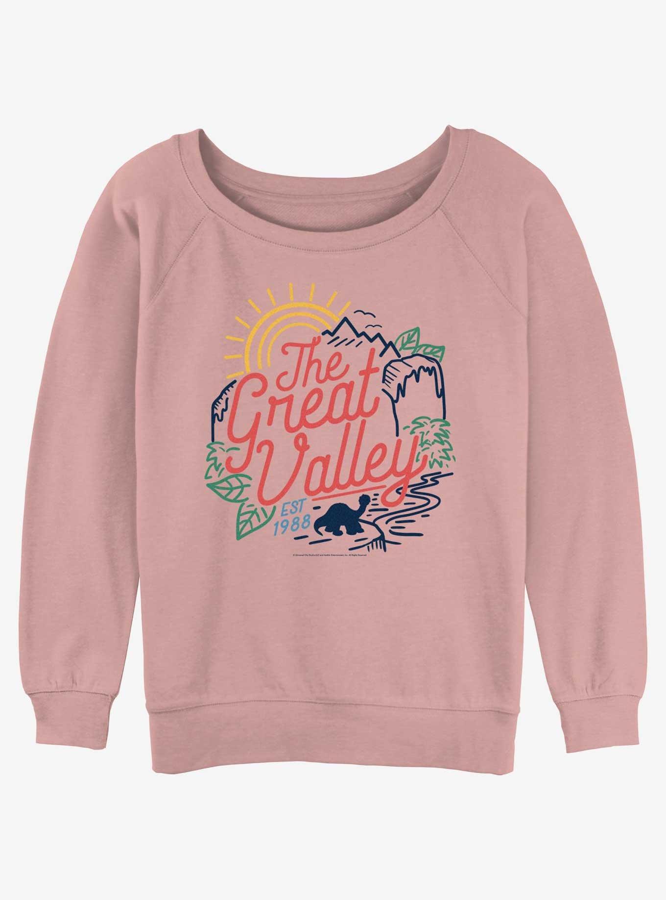 The Land Before Time Destination Great Valley Girls Slouchy Sweatshirt, DESERTPNK, hi-res