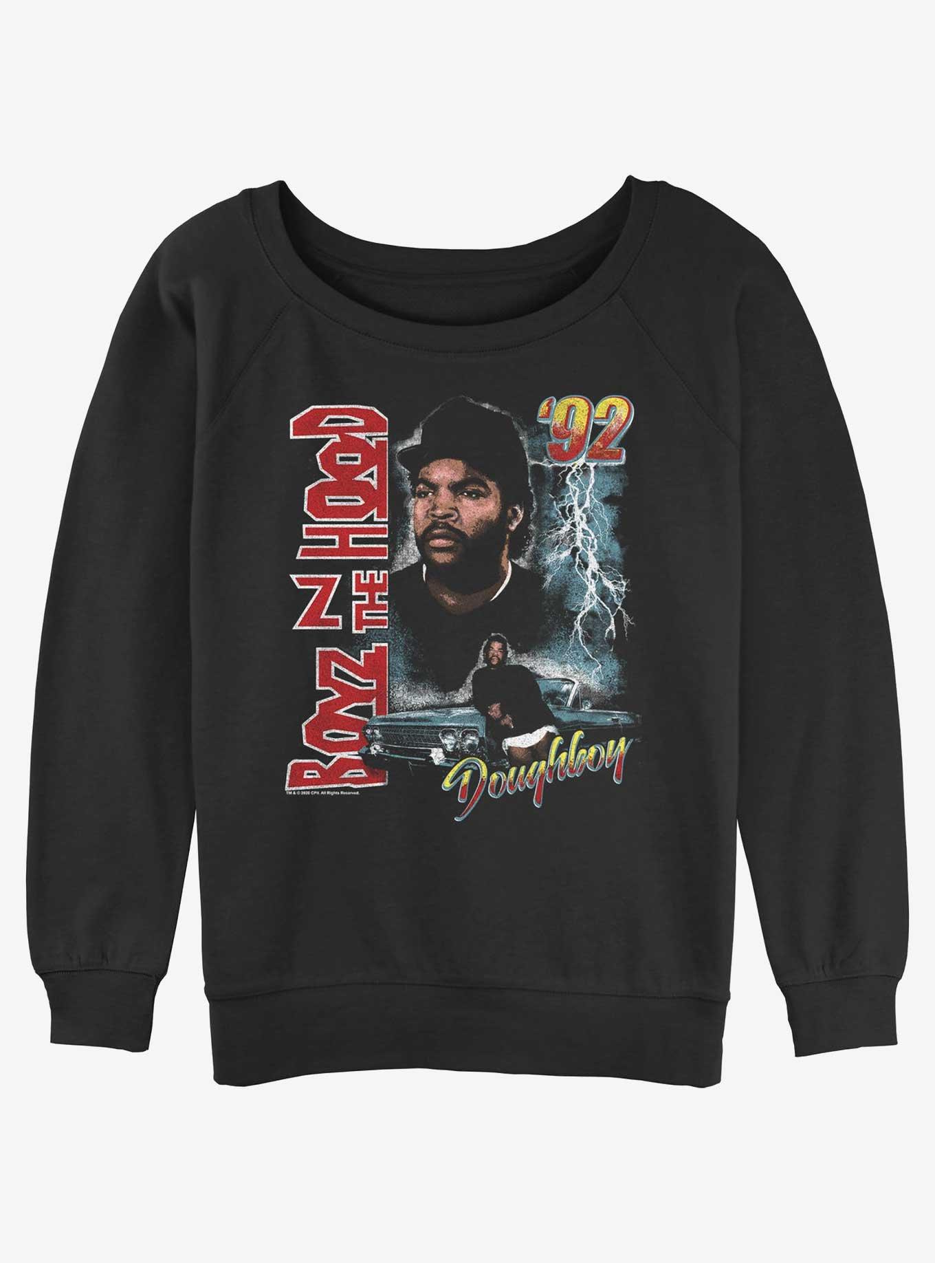 Boyz n the Hood Doughboy Portrait Girls Slouchy Sweatshirt, BLACK, hi-res