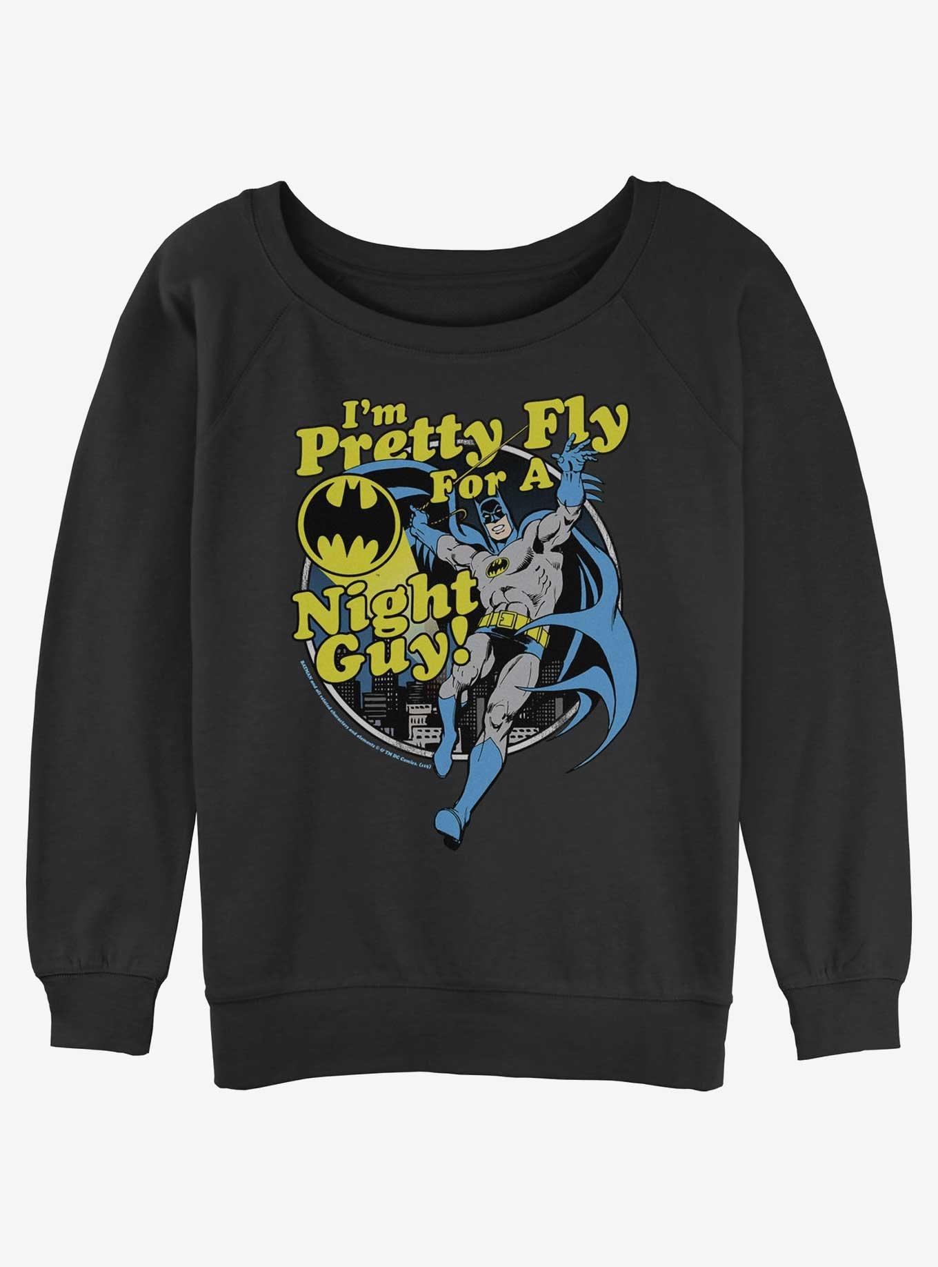 DC Batman Pretty Fly For A Night Guy Girls Slouchy Sweatshirt, , hi-res