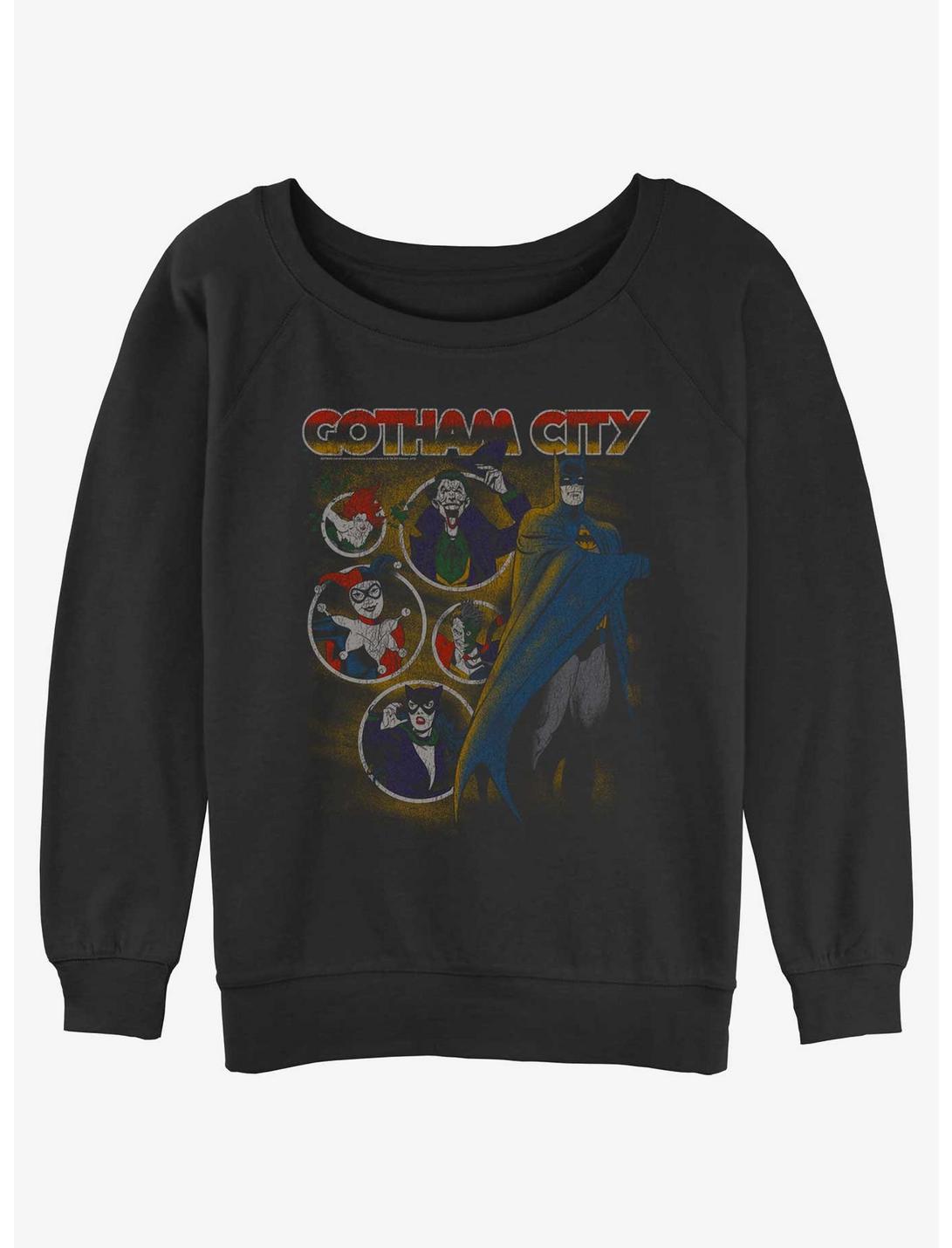 DC Batman Gotham City Lineup Girls Slouchy Sweatshirt, BLACK, hi-res