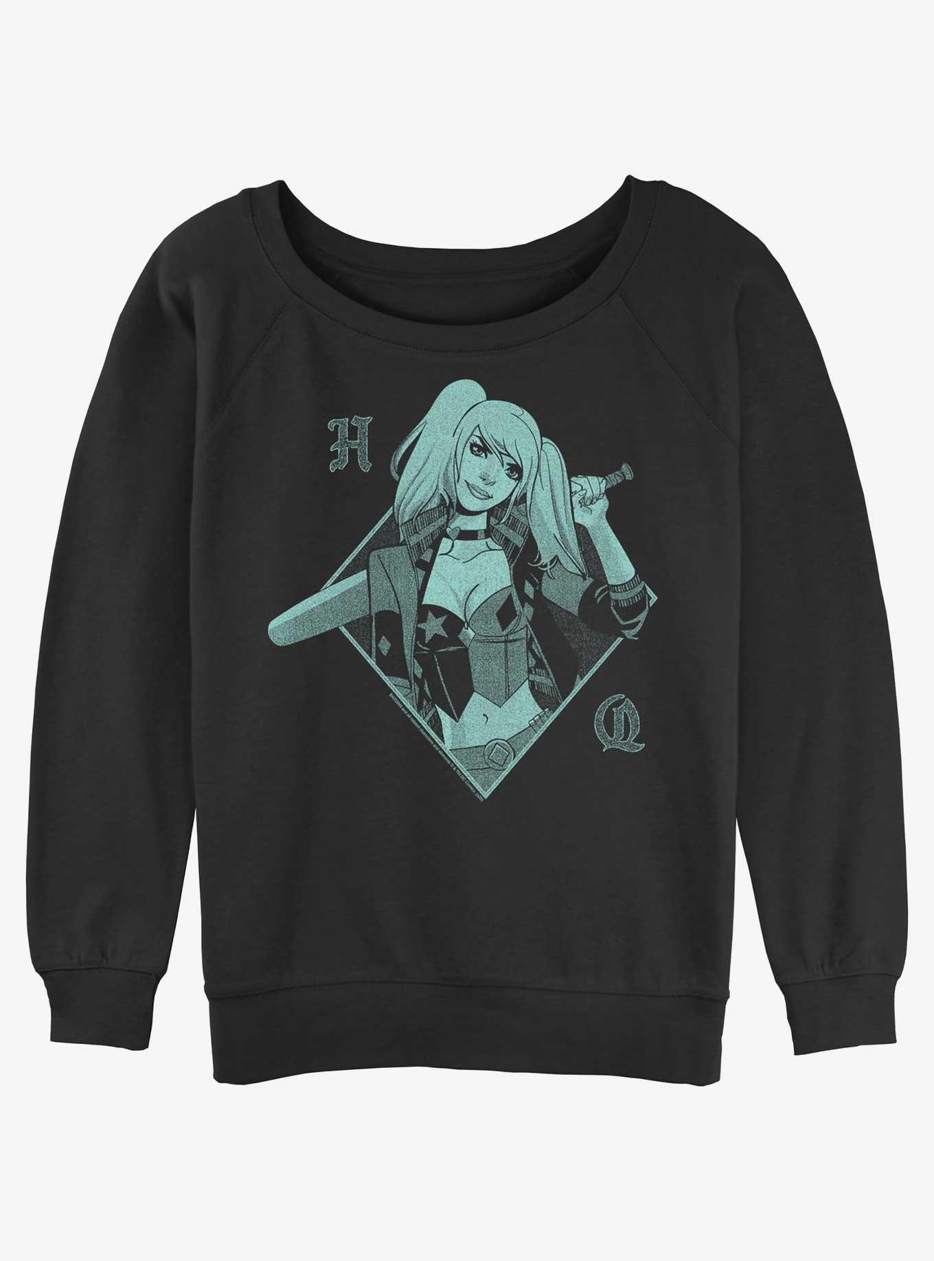 DC Batman Gotham Slugger Harley Quinn Girls Slouchy Sweatshirt, , hi-res