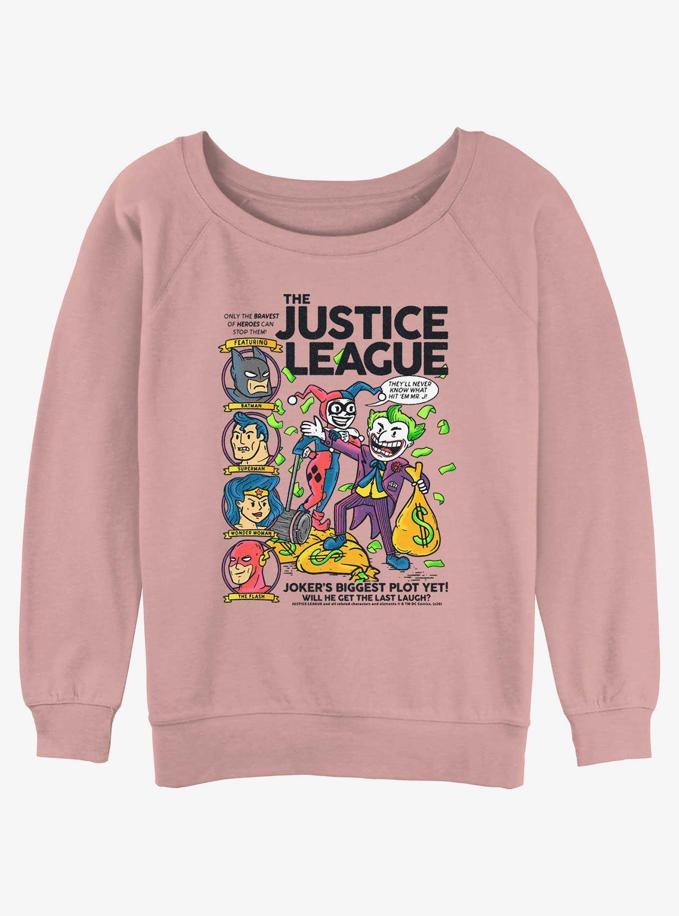 DC Joker Cartoon Cover Girls Slouchy Sweatshirt, , hi-res