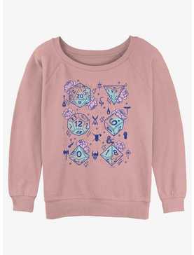 Dungeons & Dragons Floral Dice Girls Slouchy Sweatshirt, , hi-res