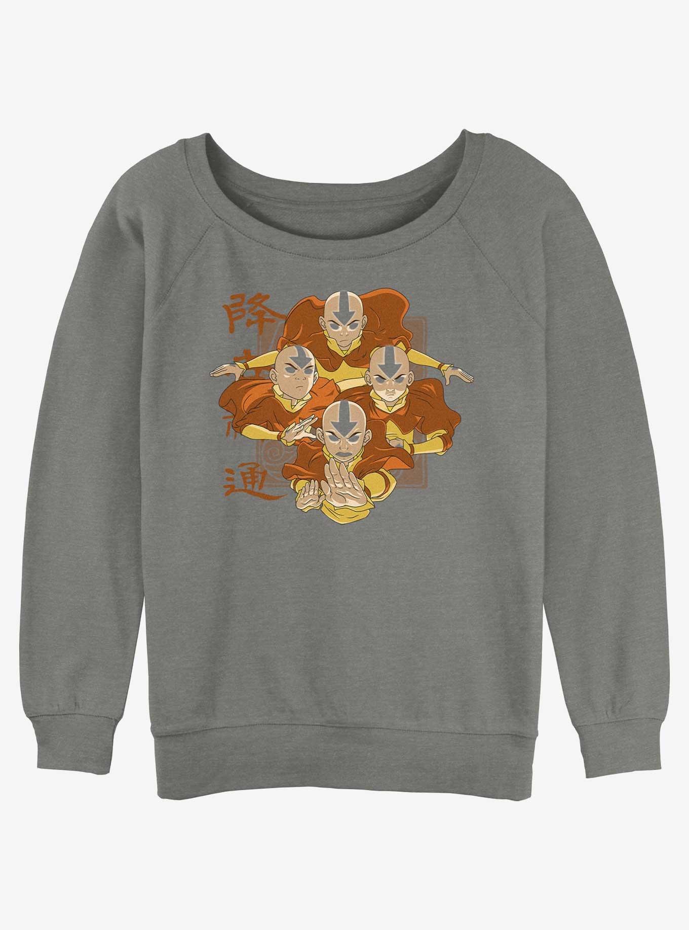 Avatar: The Last Airbender Four Aangs Girls Slouchy Sweatshirt, GRAY HTR, hi-res