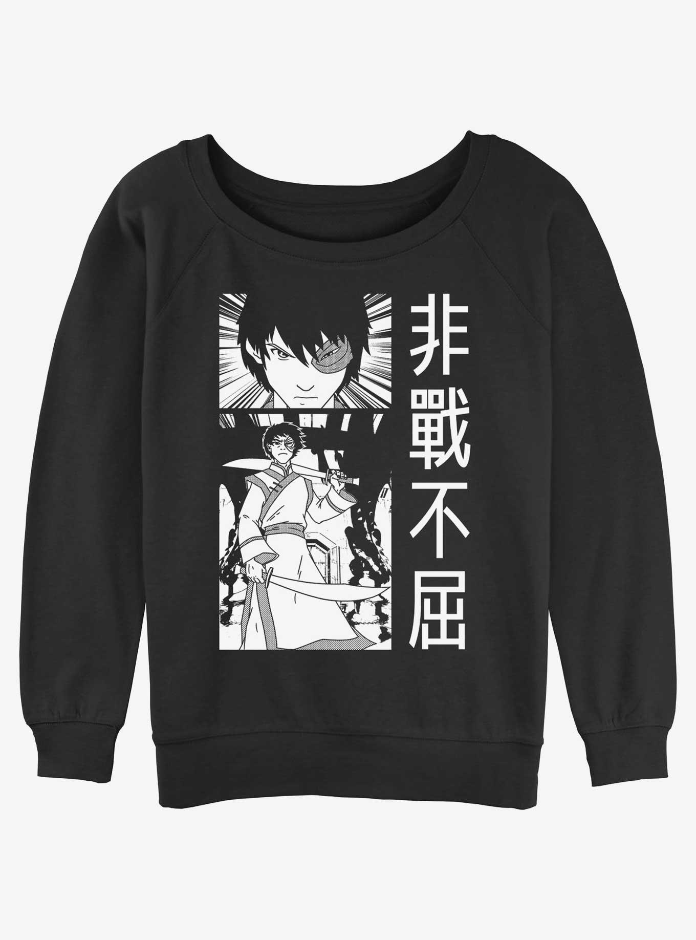 Avatar: The Last Airbender Zuko Manga Girls Slouchy Sweatshirt, BLACK, hi-res