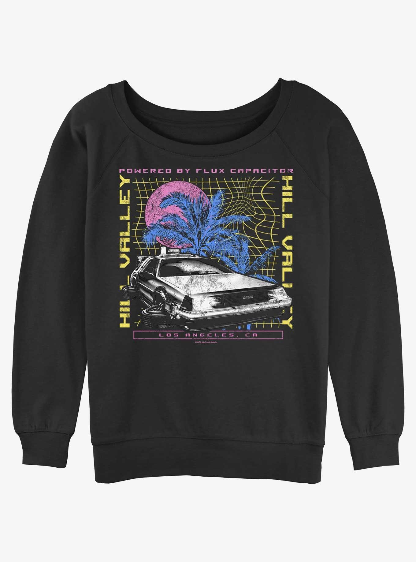 Back to the Future Delorean Destination Girls Slouchy Sweatshirt, BLACK, hi-res