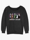 DC Batman Arkham Asylum Lineup Girls Slouchy Sweatshirt, BLACK, hi-res