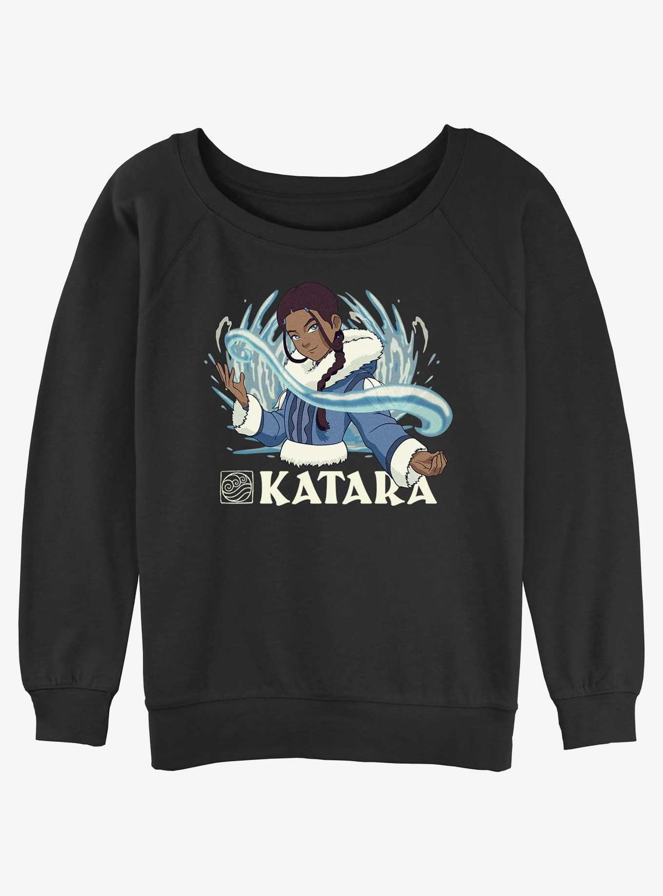 Avatar: The Last Airbender Waterbender Katara Girls Slouchy Sweatshirt, BLACK, hi-res