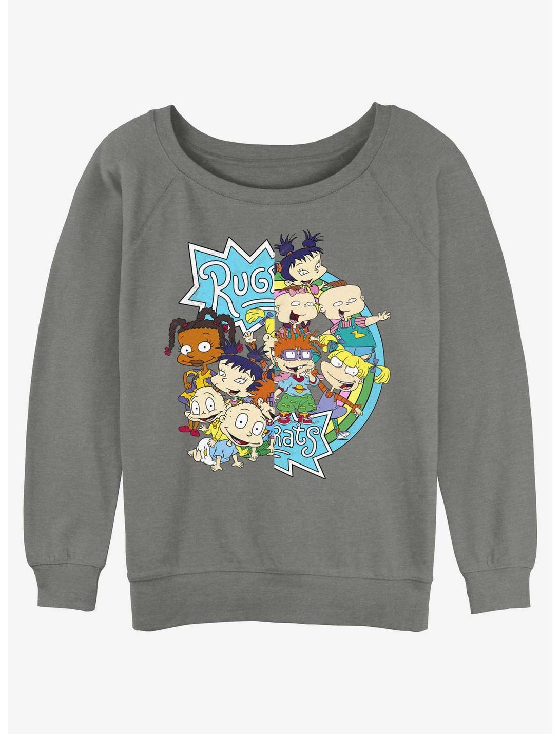 Rugrats Baby Gang Girls Slouchy Sweatshirt, GRAY HTR, hi-res