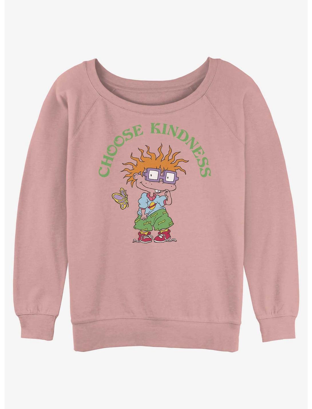 Rugrats Chuckie Choose Kindness Girls Slouchy Sweatshirt, DESERTPNK, hi-res