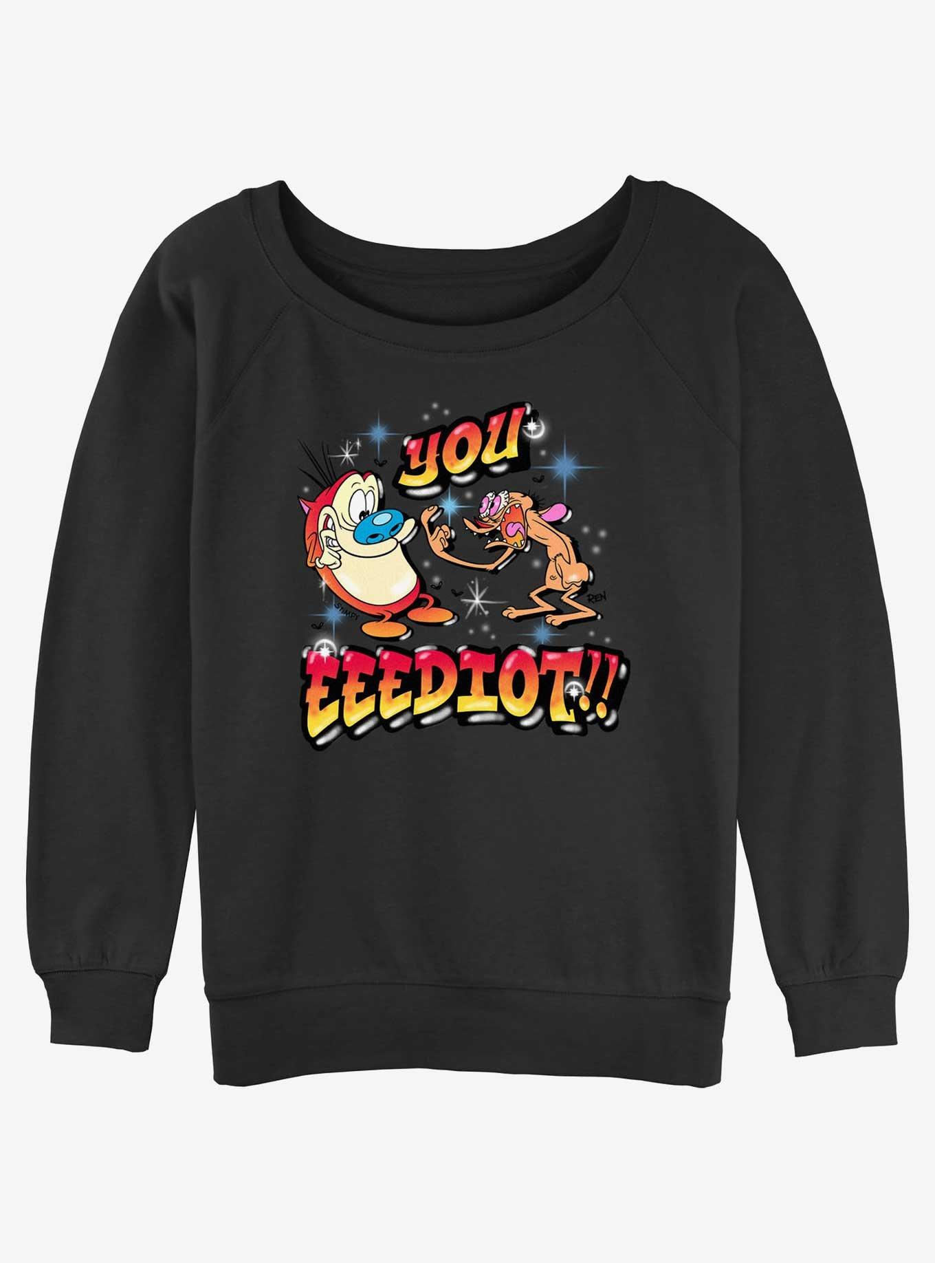 The Ren & Stimpy Show You Eeediot Girls Slouchy Sweatshirt, , hi-res