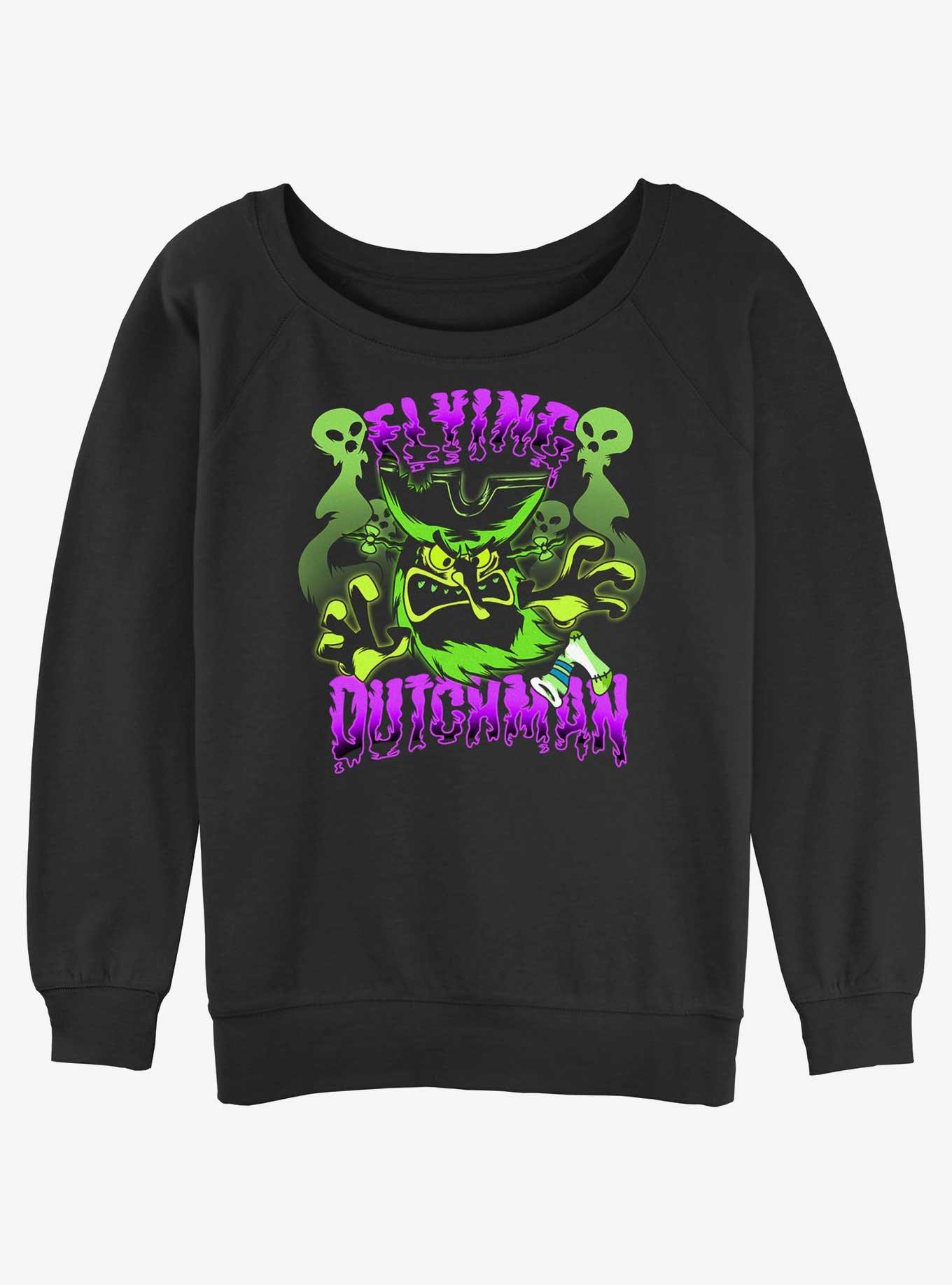 Spongebob Squarepants Flying Dutchman Girls Slouchy Sweatshirt - BLACK ...