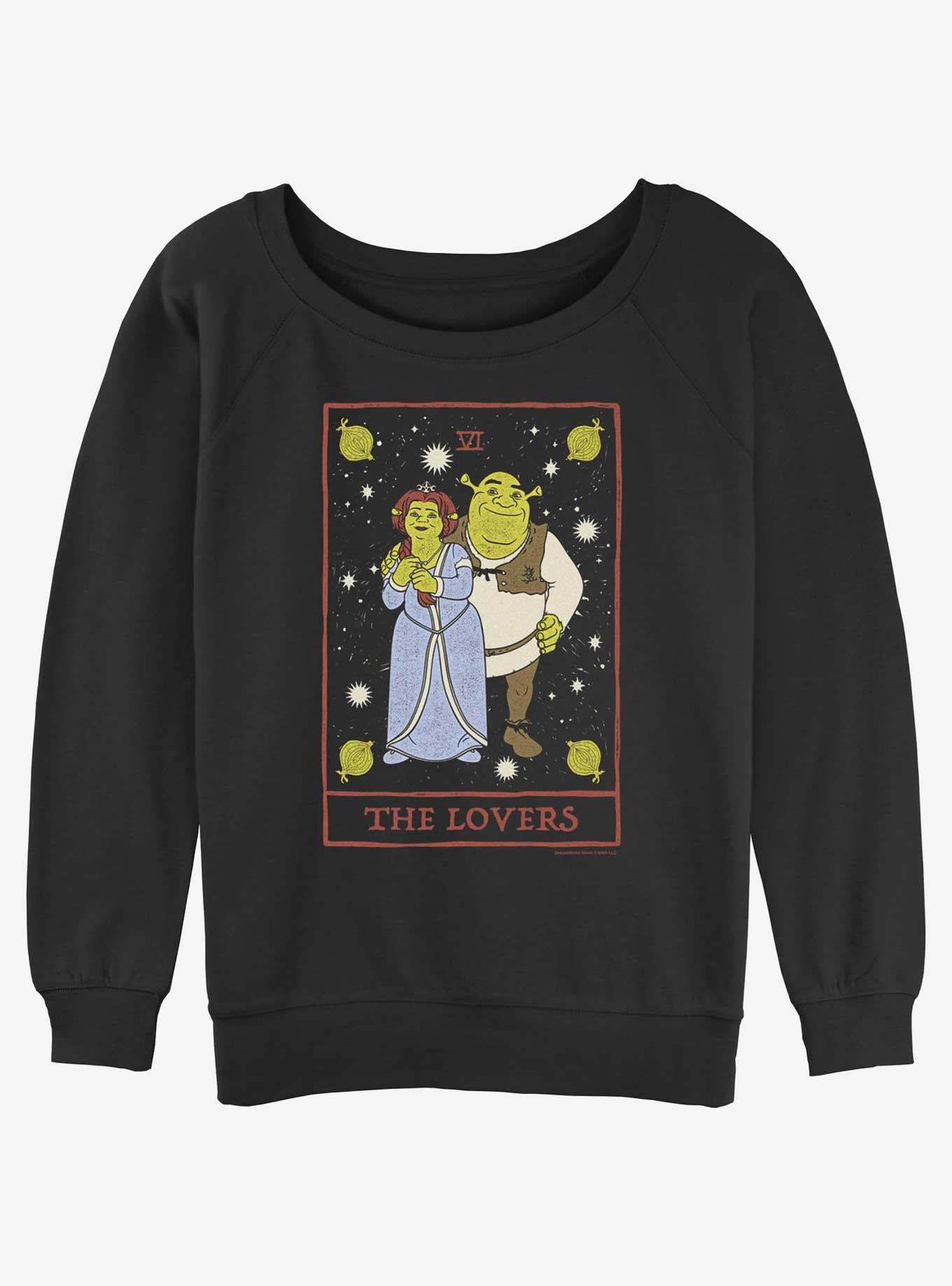 Shrek The Lovers Tarot Card Girls Slouchy Sweatshirt, BLACK, hi-res